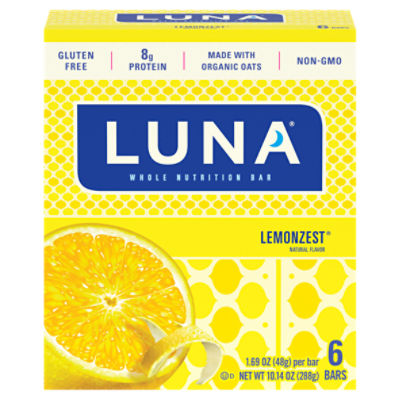 Luna Lemonzest Whole Nutrition Bar, 1.69 oz, 6 count