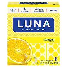 Luna Lemonzest Whole Nutrition Bar, 1.69 oz, 6 count