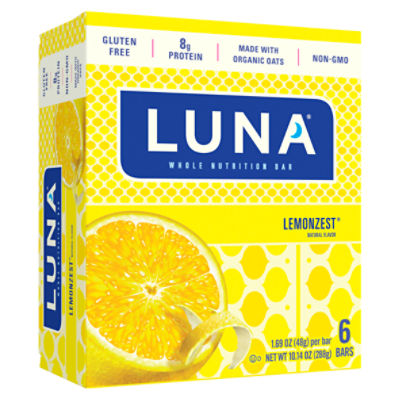 LUNA Bar LemonZest Flavor Gluten-Free Snack Bars, 1.69 oz, 6 Count
