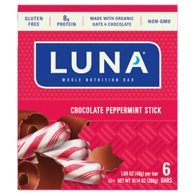 Luna Chocolate Peppermint Stick Whole Nutrition Bar, 1.69 oz, 6 count