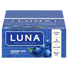 LUNA Bar Blueberry Bliss Flavor Gluten-Free Snack Bars, 1.69 oz, 15 Count