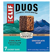 Clif Bar Duos Cool Mint Chocolate & Chocolate Chip, Energy Bars, 11.62 Ounce