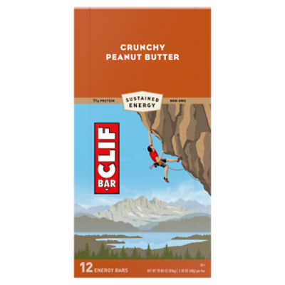 CLIF BARS - Energy Bars - Crunchy Peanut Butter - Made with Organic Oats -  Plant Based Food - Vegetarian - Kosher (2.4 Ounce Protein Bars, 12 Count)