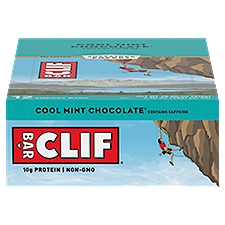 CLIF BAR Cool Mint Chocolate with Caffeine Energy Bars, 2.4 oz. 12 Count