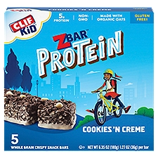 Clif Kid Zbar Protein Cookies 'N Creme Whole Grain Crispy, Snack Bars, 1.27 Ounce