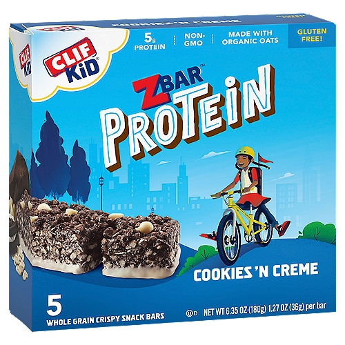Clif Kid Zbar Protein Cookies 'N Creme Whole Grain Crispy Snack 