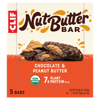 Clif Nut Butter Bar Chocolate & Peanut Butter Bars, 1.76 oz, 5 count