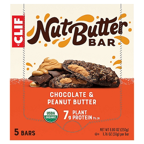 Clif Nut Butter Bar Chocolate & Peanut Butter Bars, 1.76 oz, 5 count