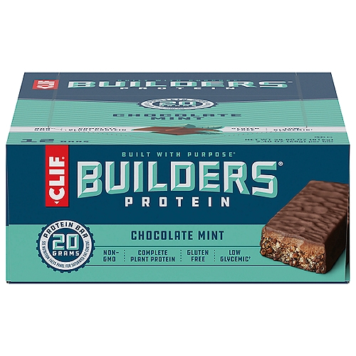 CLIF Builders Chocolate Mint Flavor Protein Bars, 2.4 oz, 12 Count