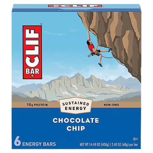 CLIF BAR Chocolate Chip Energy Bars, 2.4 oz, 6 Count