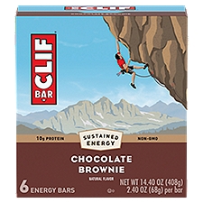 CLIF BAR Chocolate Brownie Flavor Energy Bars, 2.4 oz, 6 Count