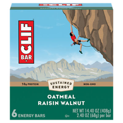 CLIF BAR Oatmeal Raisin Walnut Energy Bars, 2.4 oz, 6 Count, 2.4 Ounce