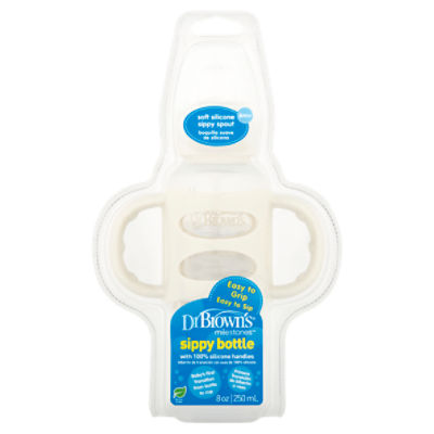 Dr Brown's Milestones 8 oz Sippy Bottle with 100% Silicone Handles, 6m+