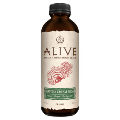 GT's Living Foods Alive Matcha Cream Soda Ancient Mushroom Elixir, 16 fl oz