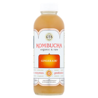 GT's Gingerade Organic & Raw Kombucha, 16 fl oz, 16 Fluid ounce