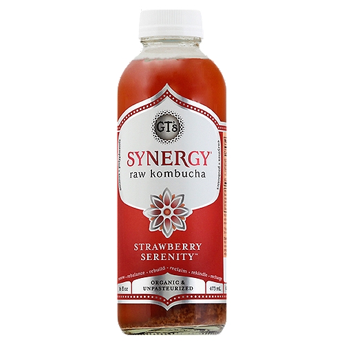 SYNERGY Strawberry Serenity Kombucha, Organic, 16oz