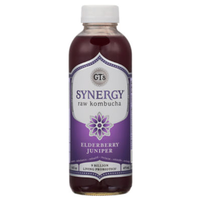 GT's Synergy Elderberry Juniper Raw Kombucha, 16 fl oz