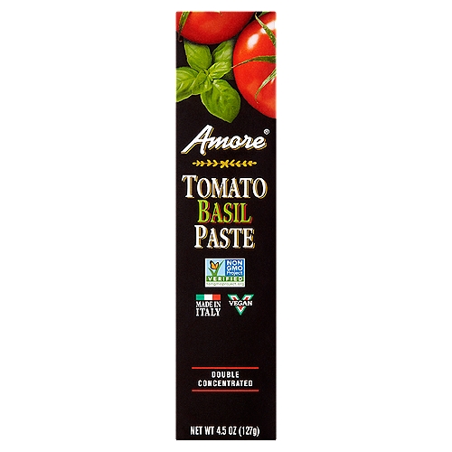 Amore Double Concentrated Tomato Basil Paste, 4.5 oz
Amore® Imported Italian Tomato Basil Paste uses only the highest quality ingredients in this premium paste. Our Italian chefs capture and seal the intense flavors into each tube.
