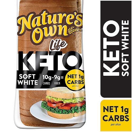 Nature's Own Life Keto Soft White Bread, Net 1 Carb Sliced White Keto Bread, 16 oz Loaf