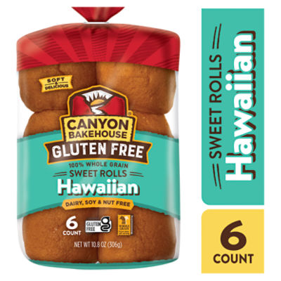 Canyon Bakehouse Gluten Free Hawaiian 100% Whole Grain Sweet Rolls, 6 count, 10.8 oz