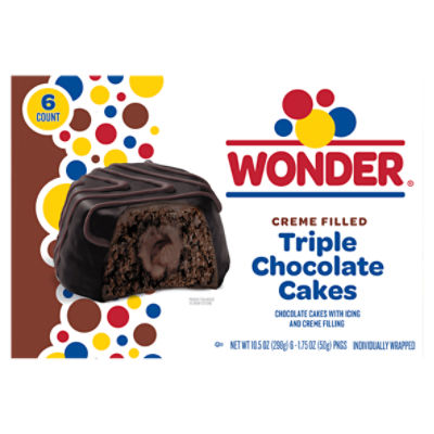 Wonder Creme Filled Triple Chocolate Cakes, 1.75 oz, 6 count