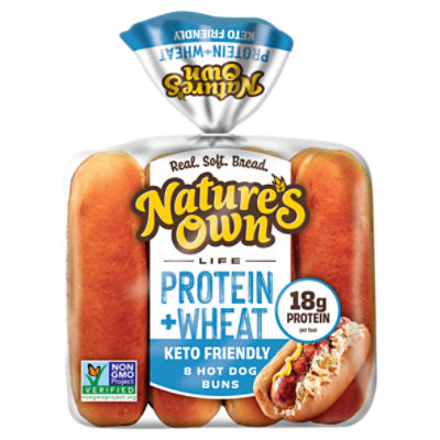 Nature's Own Life Protein + Wheat Hot Dog Sliced Buns, 8 count, 15 oz