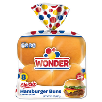 Wonder Classic Hamburger Buns, 8 count, 15 oz