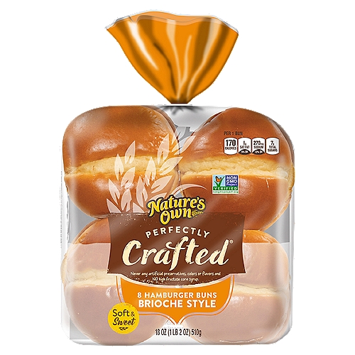 Nature's Own Perfectly Crafted Brioche Style Hamburger Buns, 8 count, 18 oz