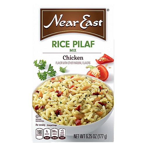 Near East Rice Pilaf Mix Chicken 6.25 Oz
Our Chicken Rice Pilaf Mix is a classic combination of long grain rice, toasted orzo pasta, delicious chicken flavors and a delicate blend of herbs and seasonings.