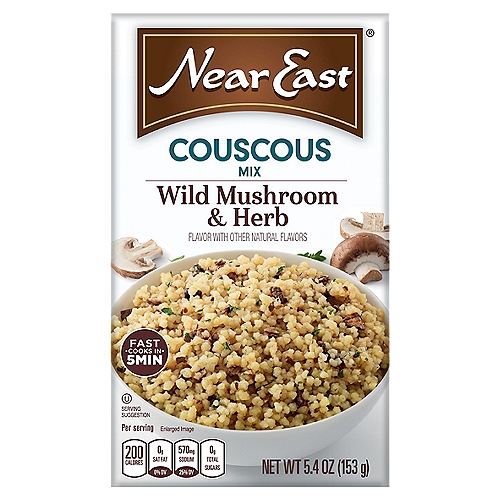 Near East Couscous Mix Wild Mushroom & Herb Flavor 5.4 oz
This dish blends long grain white rice and toasted orzo pasta with rich wild mushrooms, roasted garlic, onion and thyme.