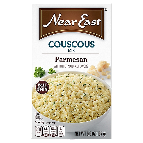 Near East Parmesan Couscous Mix, 5.9 oz
This dish is a unique and flavorful blend of Parmesan cheese and olive oil combined with 100% semolina wheat couscous and parsley.