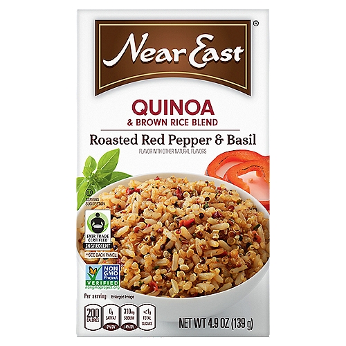 Near East Roasted Red Pepper & Basil Quinoa & Brown Rice Blend, 4.9 oz
This quick and easy to use dish combines a blend of quinoa and brown rice with red bell peppers and basil. 