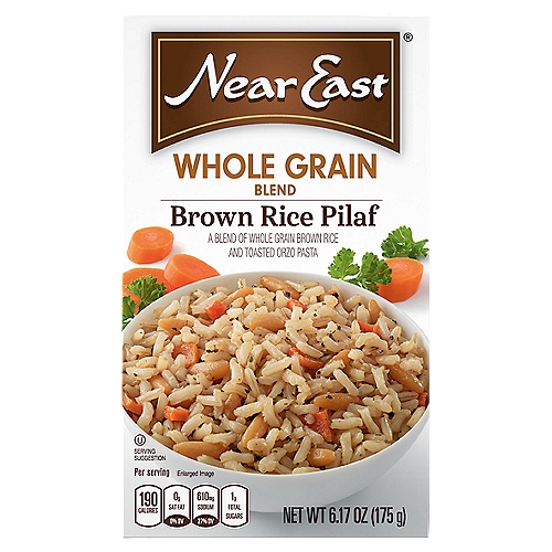 Near East Whole Grain Blend Brown Rice Pilaf, 6.17 oz
A Blend of Whole Grain Brown Rice and Toasted Orzo Pasta