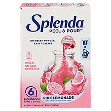 Splenda Peel & Pour Pink Lemonade Zero Sugar Drink Mix, 1.35 fl oz, 6 count