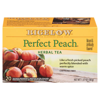 Bigelow Perfect Peach Herbal Tea Bags, 20 count, 1.37 oz