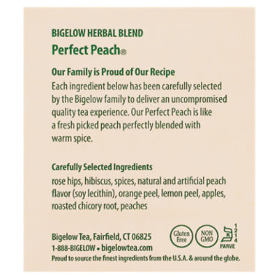 Bigelow Tea Perfect Peach Herbal Tea, Caffeine Free, 20 Count (Pack of 6),  120 Total Tea Bags