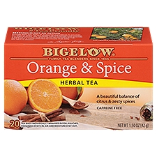 Bigelow Orange & Spice Herbal Tea Bags, 20 count, 1.50 oz, 20 Each