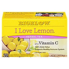 Bigelow I Love Lemon with Vitamin C, Herbal Tea Bags, 1.28 Ounce