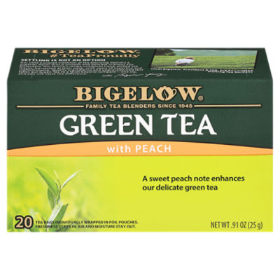 Bigelow Green Tea with Peach Tea Bags, 20 count, .91 oz