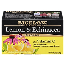 Bigelow Lemon & Echinacea Plus Vitamin C Black Tea Bags, 18 count, 1.23 oz, 18 Each