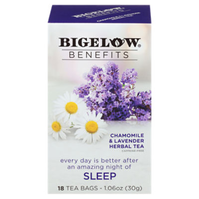 Bigelow Benefits Chamomile & Lavender Herbal Tea Bags, 18 count, 1.06 oz