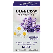 Bigelow Benefits Chamomile & Lavender Herbal Tea Bags, 18 count, 1.06 oz, 18 Each