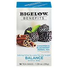 Bigelow Benefits Cinnamon and Blackberry Herbal Tea Bags, 18 count, 1.39 oz