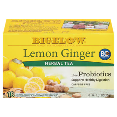 Bigelow Lemon Ginger Herbal Tea Bags, 18 count, 1.31 oz