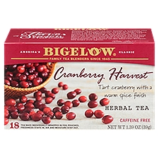 Bigelow Cranberry Harvest Herbal Tea Bags, 18 count, 1.39 oz