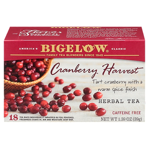 Bigelow Cranberry Harvest Herbal Tea Bags, 18 count, 1.39 oz