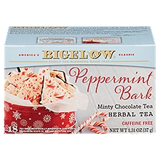 Bigelow Peppermint Bark Minty Chocolate Herbal Tea Bags, 18 count, 1.31 oz