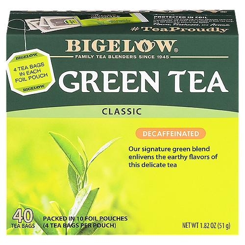 Bigelow Classic Decaffeinated Green Tea Bags, 40 count, 1.82 oz