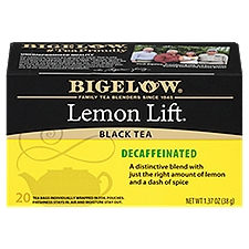 Bigelow Lemon Lift Decaffeinated Black Tea Bags, 20 count, 1.37 oz