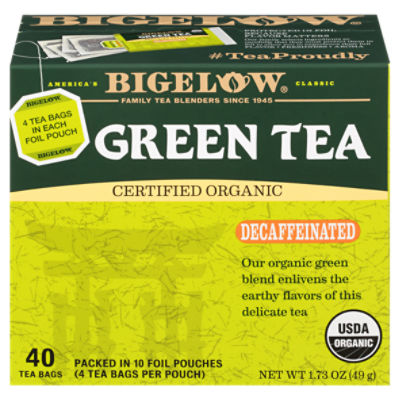 Bigelow Certified Organic Decaffeinated Green Tea Bags, 40 count, 1.73 oz, 40 Each